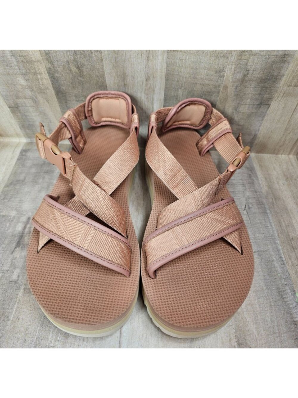Teva Womans Size 6 Platform Indio Whip Pink Sandals Adjustable Straps - Picture 10 of 10